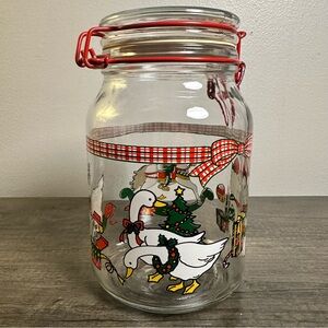 Vintage Anchor Hocking Christmas Cookie Jar No.9 Gift Canister 7.5x4.5